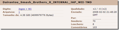 Torrent do Super Smash Bros Brawl para Nintendo Wii