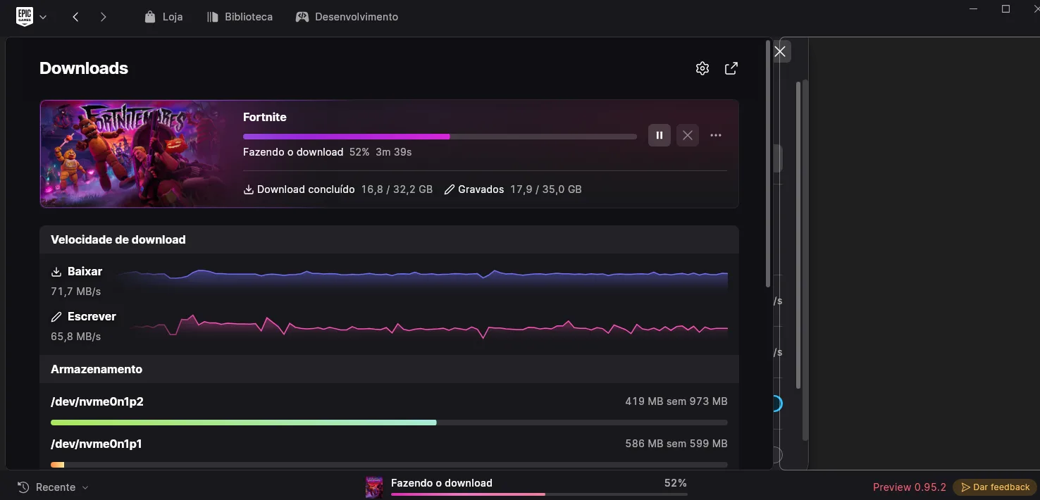 Tela do Fortnite no Epic Games Launcher para Linux